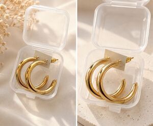 Gold Tone Chunky Hoop Earrings – Fashion Jewelry – New